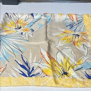 Chico’s Painterly tropical scarf, pure silk floral 37 inches large square